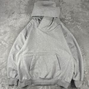 Zuozhe Heavyweight Long Sleeve gray Pullover Hoodie embroidered